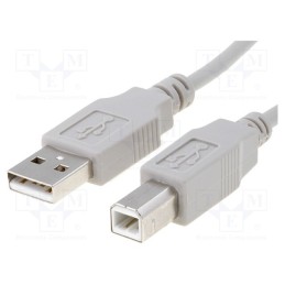 10 pcs : CAB-USBAB/0.5 - Cable, USB 2.0, USB A plug,USB B plug, 0.5m, grey, Core: Cu
