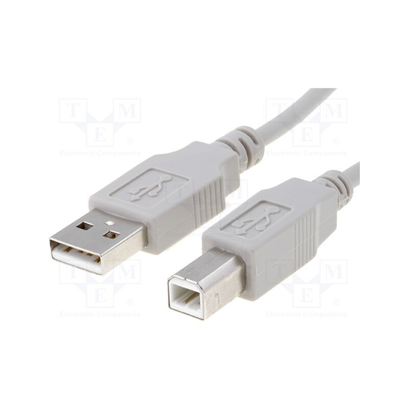 10 pcs : CAB-USBAB/0.5 - Cable, USB 2.0, USB A plug,USB B plug, 0.5m, grey, Core: Cu