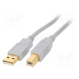 10 pcs : CAB-USBAB/1G - Cable, USB 2.0, USB A plug,USB B plug, gold-plated, 1m, grey