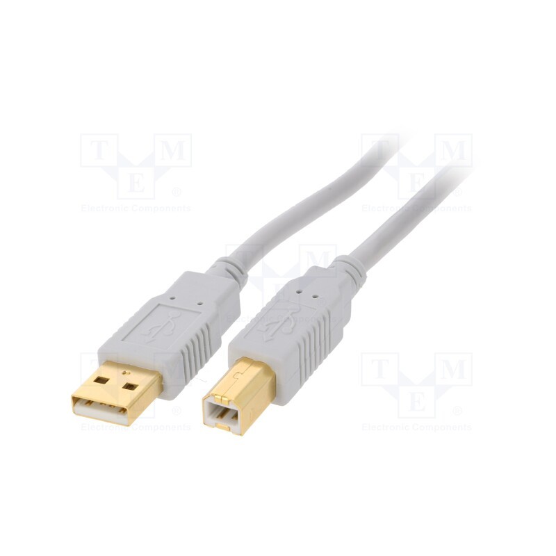 10 pcs : CAB-USBAB/1G - Cable, USB 2.0, USB A plug,USB B plug, gold-plated, 1m, grey