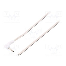10 pcs : DC.CAB.0301.0150 - Cable, 2x0.5mm2, wires,DC 2,35/0,7 plug, angled, white, 1.5m
