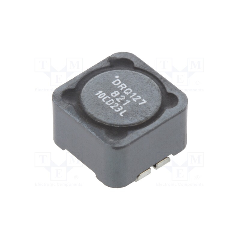 10 pcs : DRQ127-821-R - Inductor: wire, SMD, 820uH, Ioper: 650mA, 1.47Ω, ±20%, Isat: 1.27A
