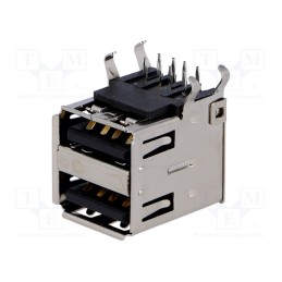 10 pcs : TUEA4F4D3B - Socket, USB A, on PCBs, THT, angled 90°, 2.0,double, gold-plated