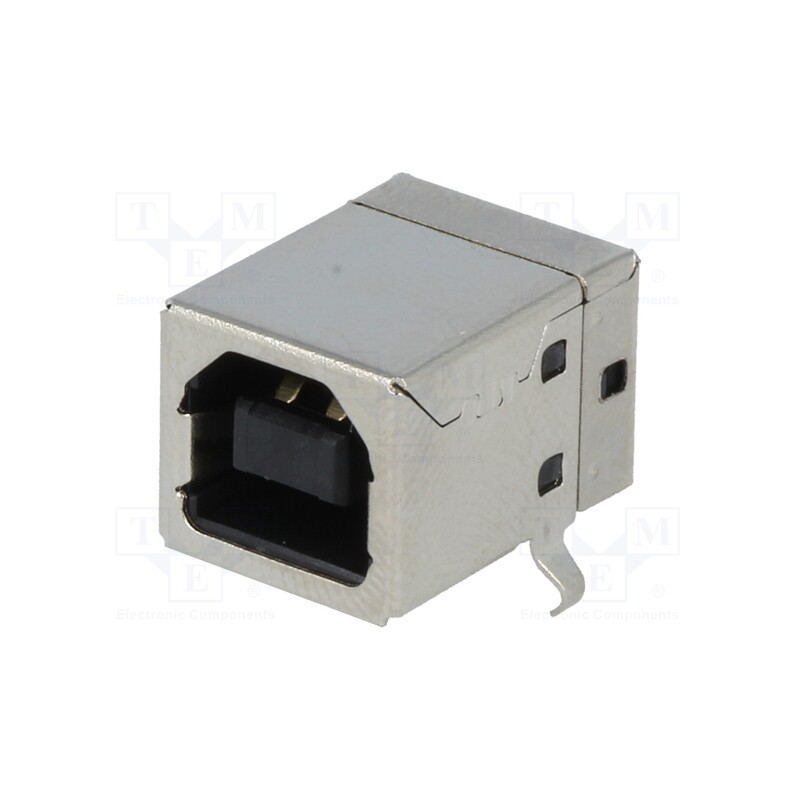 10 pcs : TUEB4F2D0B - Socket, USB B, on PCBs, THT, angled 90°, 2.0, gold-plated