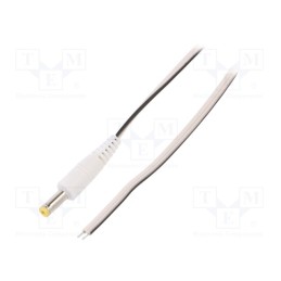 10 pcs : DC.CAB.1500.0150 - Cable, 2x0.5mm2, wires,DC 4,8/1,7 plug, straight, white, 1.5m