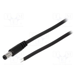 10 pcs : DC.CAB.1800.0150 - Cable, 2x0.5mm2, wires,DC 5,5/1,7 plug, straight, black, 1.5m