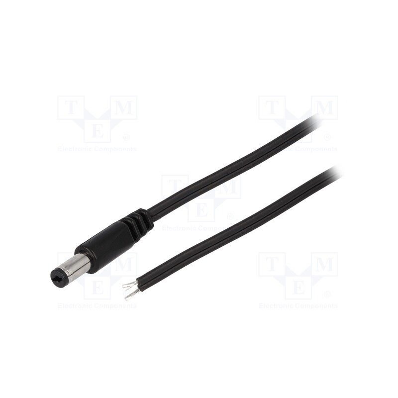 10 pcs : DC.CAB.1800.0150 - Cable, 2x0.5mm2, wires,DC 5,5/1,7 plug, straight, black, 1.5m