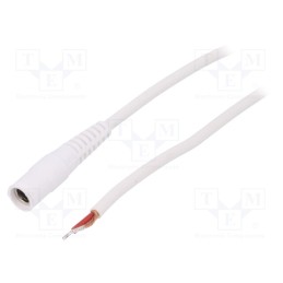 10 pcs : DC.CAB.2110.0150 - Cable, 1x1mm2, wires,DC 5,5/2,1 socket, straight, white, 1.5m