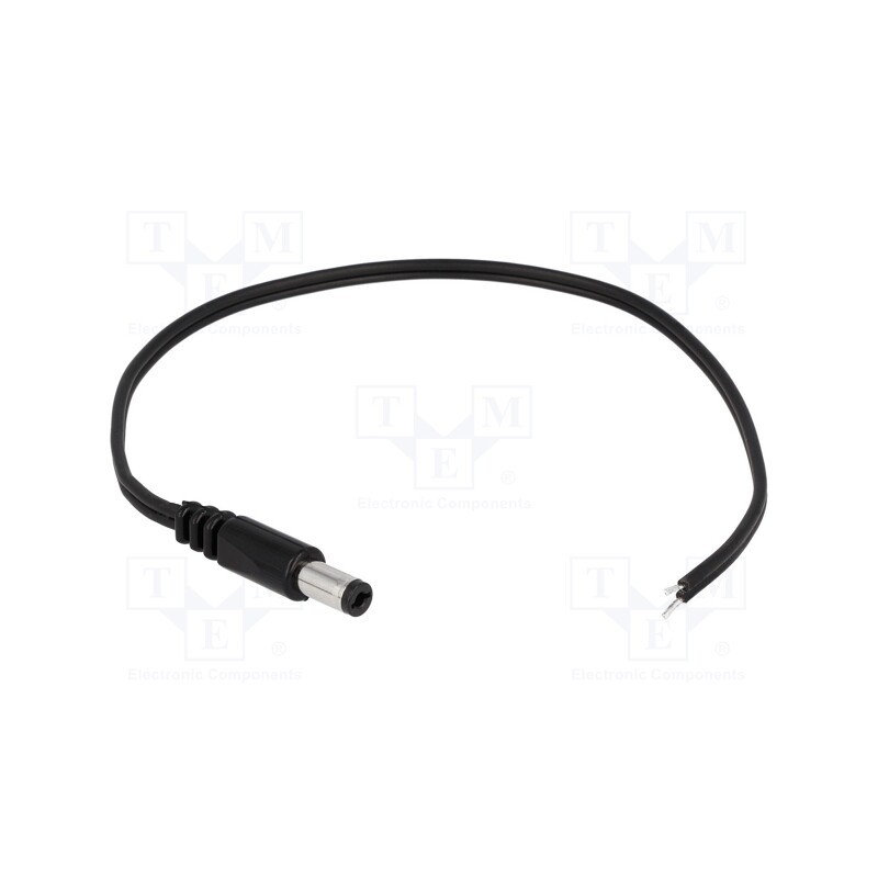 10 pcs : DC.CAB.2200.0150 - Cable, 2x0.5mm2, wires,DC 5,5/2,1 plug, straight, black, 1.5m