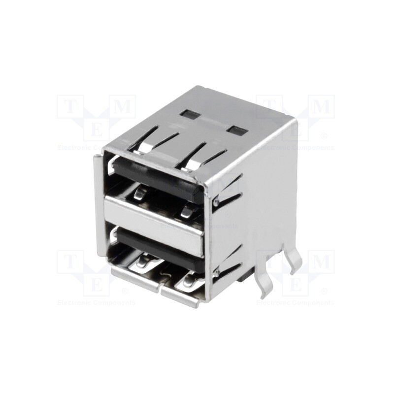 10 pcs : UBA-4RS-D14T-4D (LF)(SN) - Socket, USB A, on PCBs, THT, PIN: 4, angled 90°, double, USB 2.0