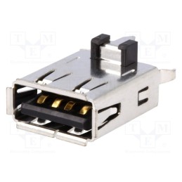 10 pcs : UBAS-4R-D14D-4D (LF)(SN) - Socket, USB A, on PCBs, THT, PIN: 4, straight, USB 2.0, gold-plated
