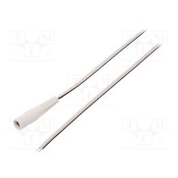 10 pcs : DC.CAB.2500.0150 - Cable, 2x0.5mm2, wires,DC 5,5/2,5 socket, straight, white, 1.5m