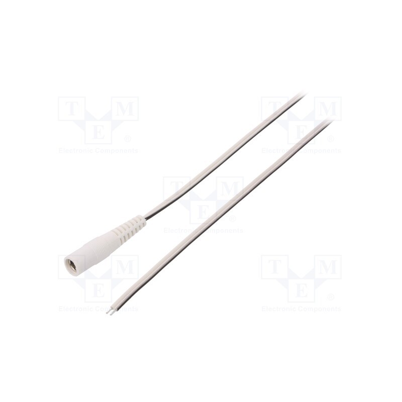 10 pcs : DC.CAB.2500.0150 - Cable, 2x0.5mm2, wires,DC 5,5/2,5 socket, straight, white, 1.5m
