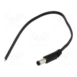 10 pcs : DC.CAB.2600.0020 - Cable, 2x0.5mm2, wires,DC 5,5/2,5 plug, straight, black, 0.2m