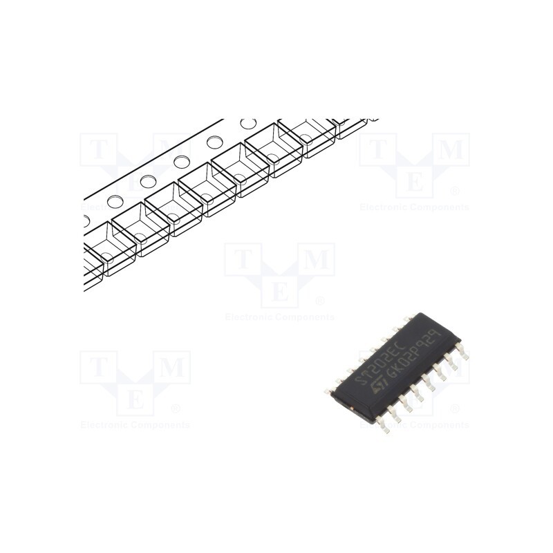 10 pcs : ST202ECDR - IC: interface, transceiver, RS232, 230kbps, SO16, 5VDC,