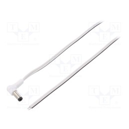 10 pcs : DC.CAB.2701.0150 - Cable, 2x0.5mm2, wires,DC 5,5/2,5 plug, angled, white, 1.5m