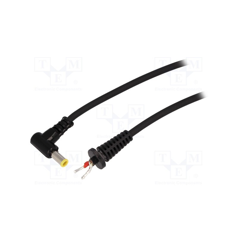 10 pcs : DC.CAB.3011.0150 - Cable, 2x1mm2, wires,DC 5,5/3,0CP plug, angled, black, 1.5m