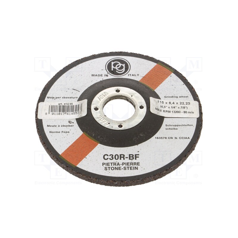 10 pcs : 414.55 - Cutting wheel, Ø: 115mm, Øhole: 22mm, Disc thick: 6.4mm, stone, bulk