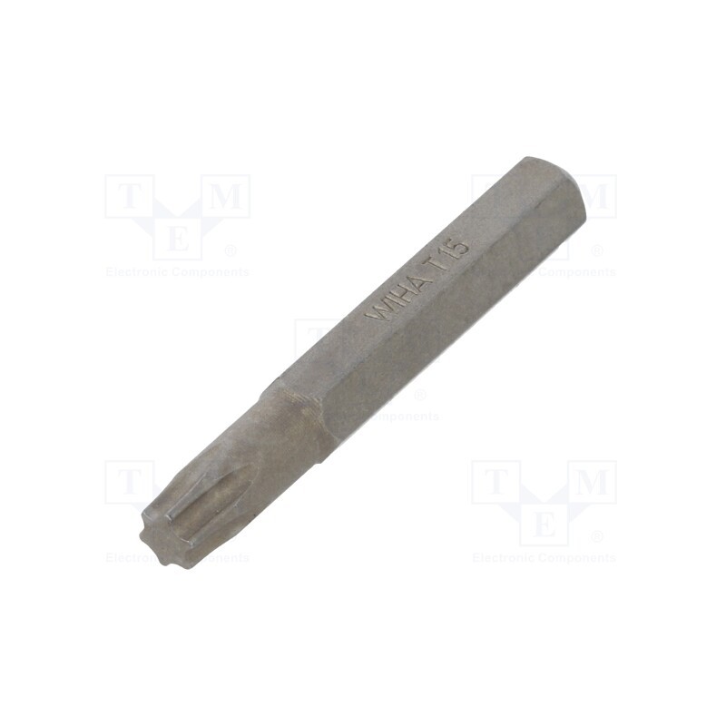 10 pcs : 40638 - Screwdriver bit, Torx®, TX15, Overall len: 28mm, MICRO