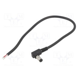 10 pcs : DC.CAB.4201.0020 - Cable, 2x0.5mm2, wires,DC 5,5/2,1 plug, angled, black, 0.25m