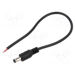 10 pcs : DC.CAB.4600.0020 - Cable, 2x0.5mm2, wires,DC 5,5/2,5 plug, straight, black, 0.25m