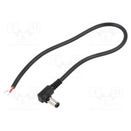 10 pcs : DC.CAB.4601.0020 - Cable, 2x0.5mm2, wires,DC 5,5/2,5 plug, angled, black, 0.25m