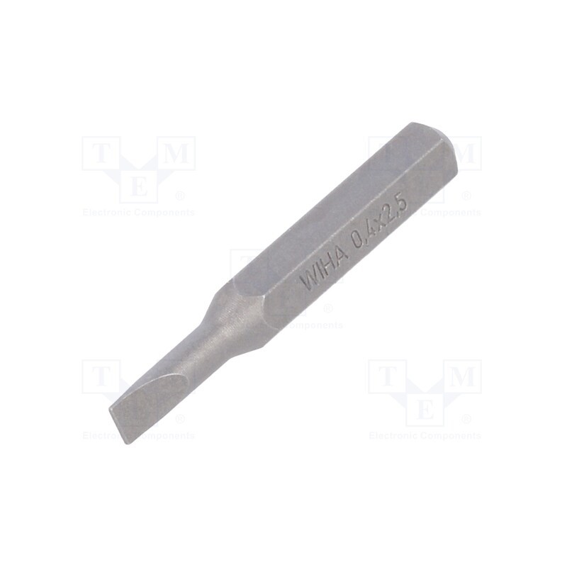 10 pcs : 40605 - Screwdriver bit, slot, 2,5x0,4mm, Overall len: 28mm, MICRO