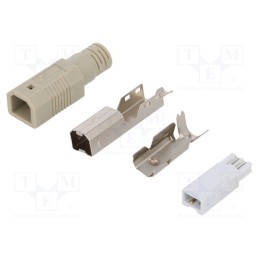 10 pcs : UP0002 - Plug, USB B, male, for cable, soldering, PIN: 4, straight, grey