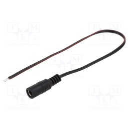 10 pcs : DC.CAB.6000.0020 - Cable, 2x0.35mm2, wires,DC 5,5/2,1 socket, straight, black, 0.25m