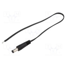 10 pcs : DC.CAB.6200.0020 - Cable, 2x0.35mm2, wires,DC 5,5/2,1 plug, straight, black, 0.25m