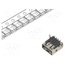 20 pcs : USB1130-15-A - Socket, USB A, THT, PIN: 4, angled 90°, USB 2.0, 3A