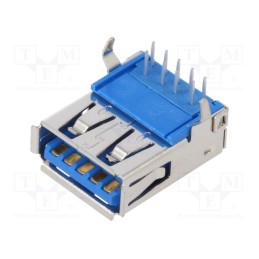 20 pcs : USB1135-15-9-L-B - Socket, USB A, THT, PIN: 9, angled 90°, USB 3.0, 3A