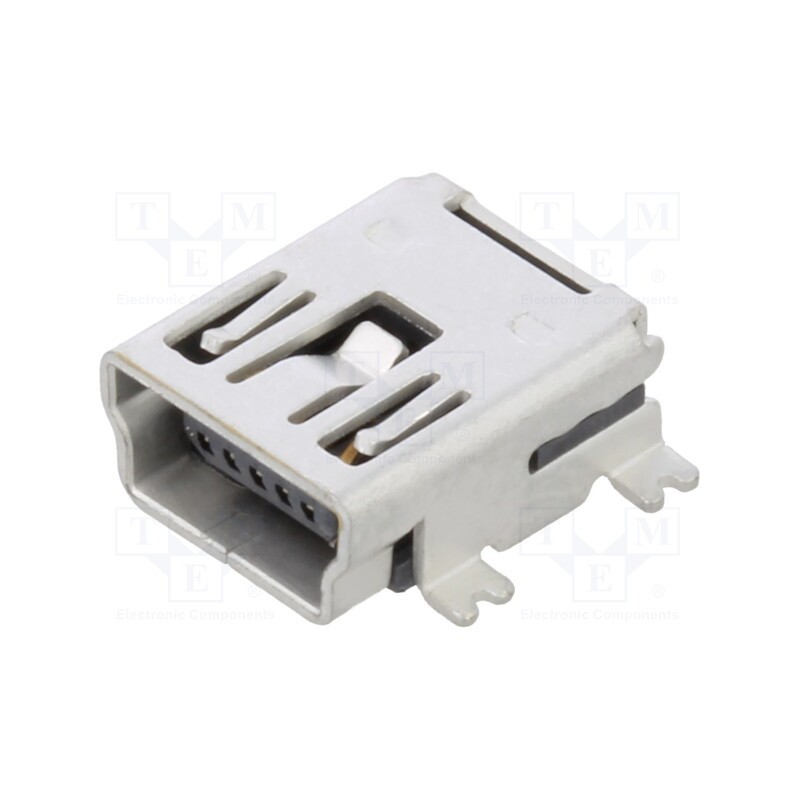 20 pcs : USB2066-05-RBHM-15-STB-00-00-A - Socket, USB B mini, SMT, PIN: 5, horizontal, USB 2.0, 1A