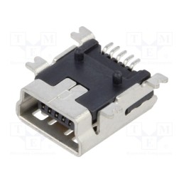 20 pcs : USB2066-05-RBHM-15-STB-00-01-A - Socket, USB B mini, SMT, PIN: 5, horizontal, USB 2.0, 1A
