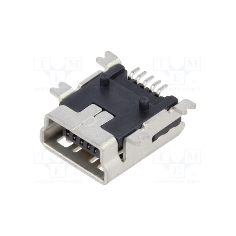 20 pcs : USB2066-05-RBHM-15-STB-00-01-A - Socket, USB B mini, SMT, PIN: 5, horizontal, USB 2.0, 1A