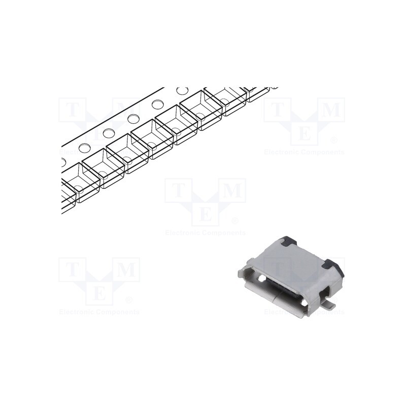 20 pcs : USB3085-30-A - Socket, USB AB micro, SMT, PIN: 5, horizontal, USB 2.0, 1.8A