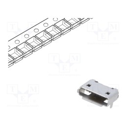 20 pcs : USB3090-30-A - Socket, USB AB micro, SMT, PIN: 5, horizontal, USB 2.0, 1.8A