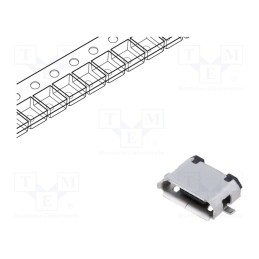 20 pcs : USB3100-30-A - Socket, USB B micro, SMT, PIN: 5, horizontal, USB 2.0, 1.8A