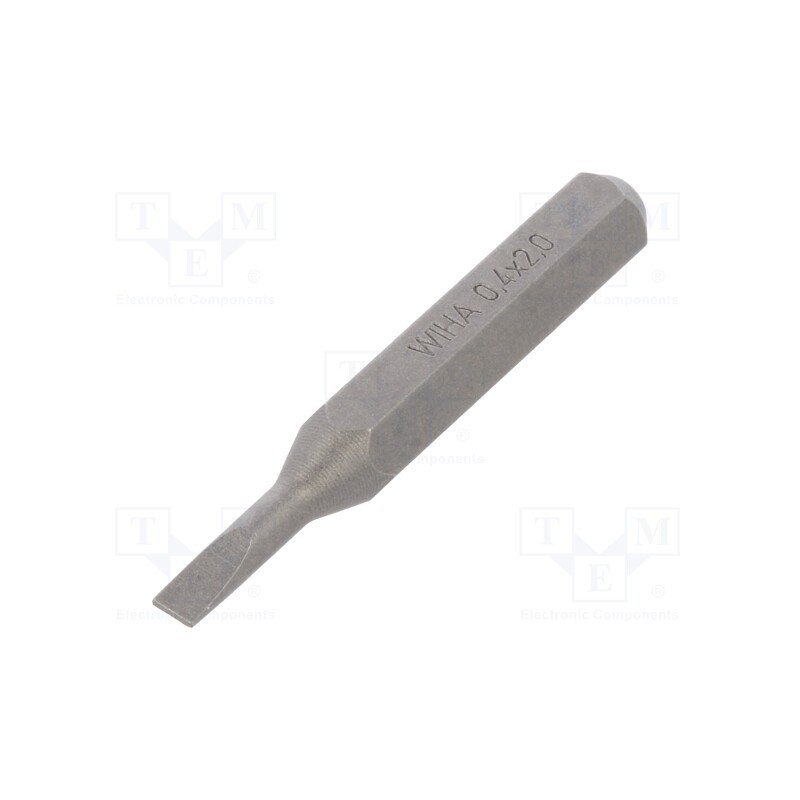 10 pcs : 40604 - Screwdriver bit, slot, 2,0x0,4mm, Overall len: 28mm, MICRO