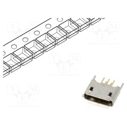 20 pcs : USB3106-30-0230-A - Socket, USB AB micro, THT, PIN: 5, straight, USB 2.0, 1.8A