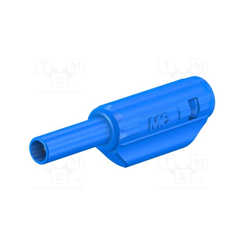10 pcs : 65.9182-23 - Plug, 2mm banana, 10A, 600V, blue, gold-plated, 36mm, 0.5mm2