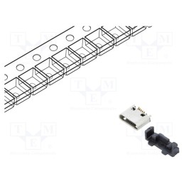 20 pcs : USB3160-30-0070-0-C - Socket, USB B micro, SMT, PIN: 5, vertical, USB 2.0, 1.8A