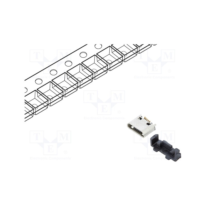 20 pcs : USB3160-30-0070-0-C - Socket, USB B micro, SMT, PIN: 5, vertical, USB 2.0, 1.8A