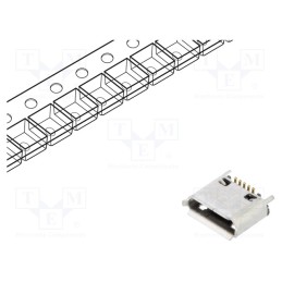 10 pcs : USB3160-30-0120-1-C - Socket, USB B micro, SMT, PIN: 5, vertical, USB 2.0, 1.8A