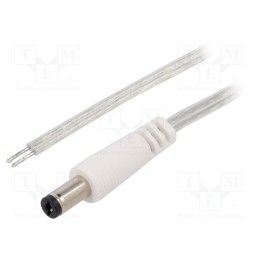 10 pcs : DC.CAB.8210.0020 - Cable, 2x0.5mm2, wires,DC 5,5/2,1 plug, straight, transparent