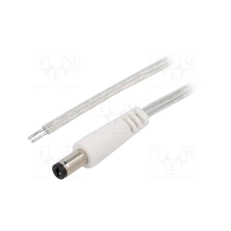 10 pcs : DC.CAB.8210.0020 - Cable, 2x0.5mm2, wires,DC 5,5/2,1 plug, straight, transparent