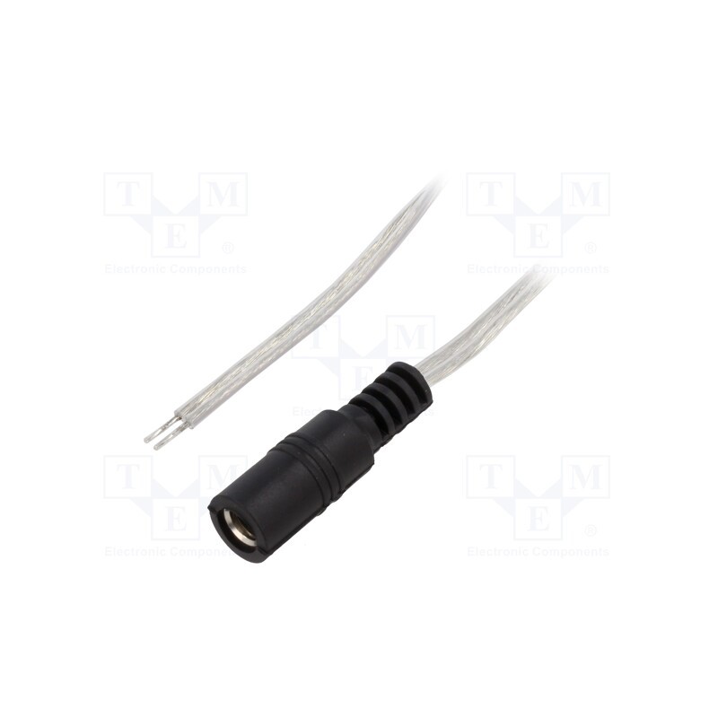 10 pcs : DC.CAB.8400.0020 - Cable, 2x0.5mm2, wires,DC 5,5/2,5 socket, straight, transparent