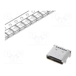 10 pcs : USB4080-03-A - Socket, USB C, SMT, PIN: 24, horizontal, top board mount, USB 3.2