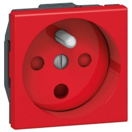 1 pcs - Legrand Red 1 Gang Plug Socket, 16A, Type E - French, Indoor Use