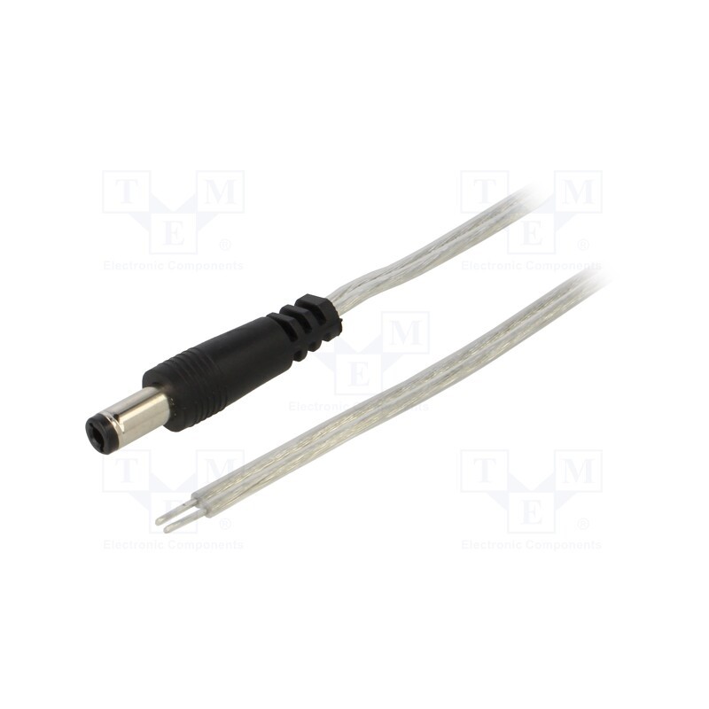 10 pcs : DC.CAB.8600.0020 - Cable, 2x0.5mm2, wires,DC 5,5/2,5 plug, straight, transparent